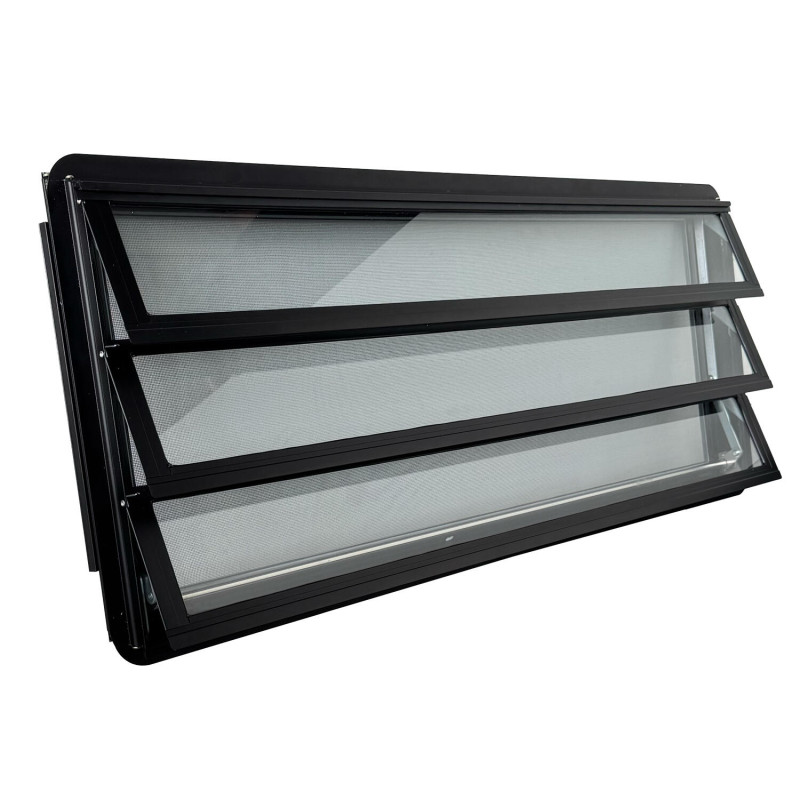 Westfalia louvre window slidingdoor complete black knob right