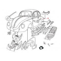 Tôle triangulaire compartiment moteur gauche Cox de 1961 à 1966