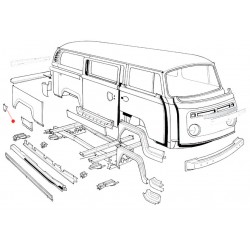 Tôle roue arrière gauche Baywindow à partir de 1973